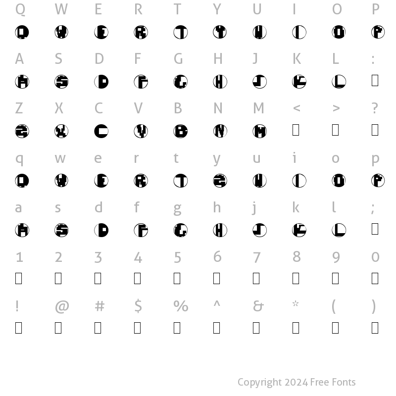 Character Map of Mondo Techno Normal