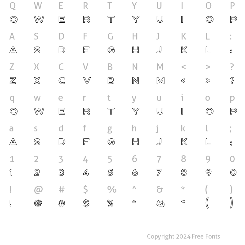 Character Map of Mondresh Outline Regular