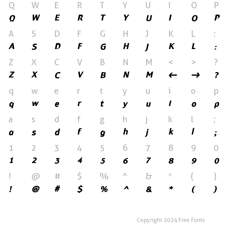 Character Map of Monem ExtraBold Italic