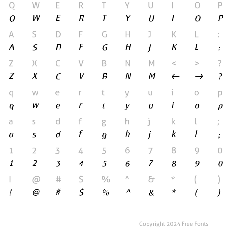 Character Map of Monem Roman Italic