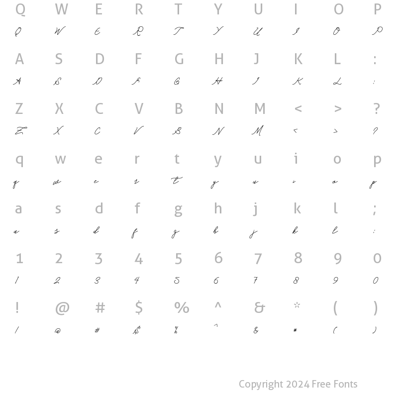 Character Map of mongasteen Regular