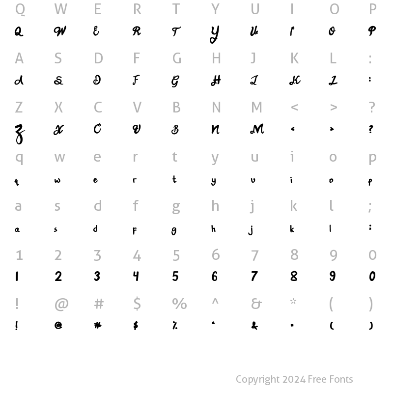 Character Map of Mongsta Regular