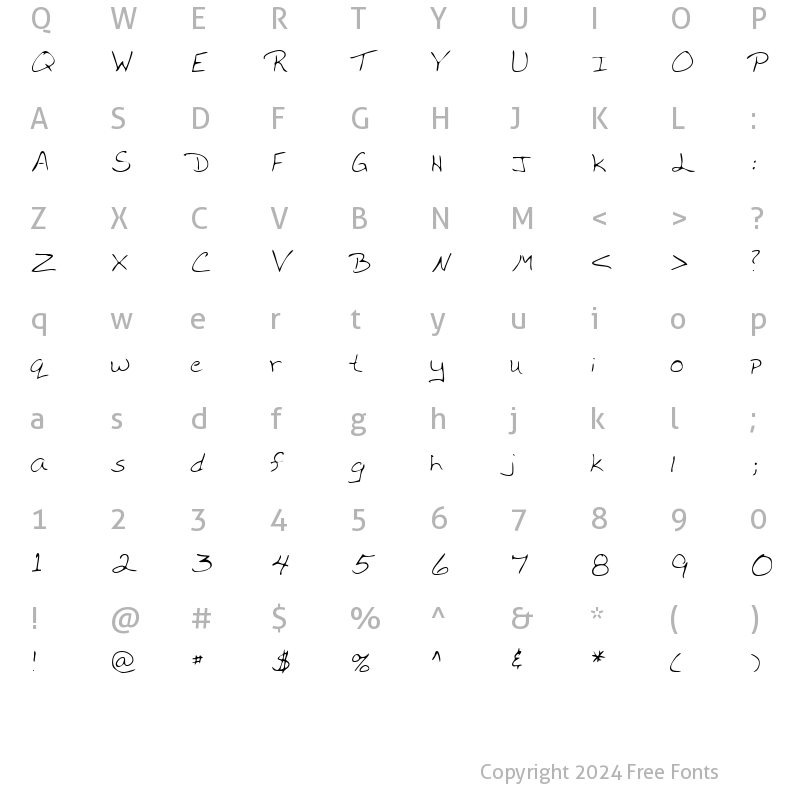 Character Map of MonicasHand Regular