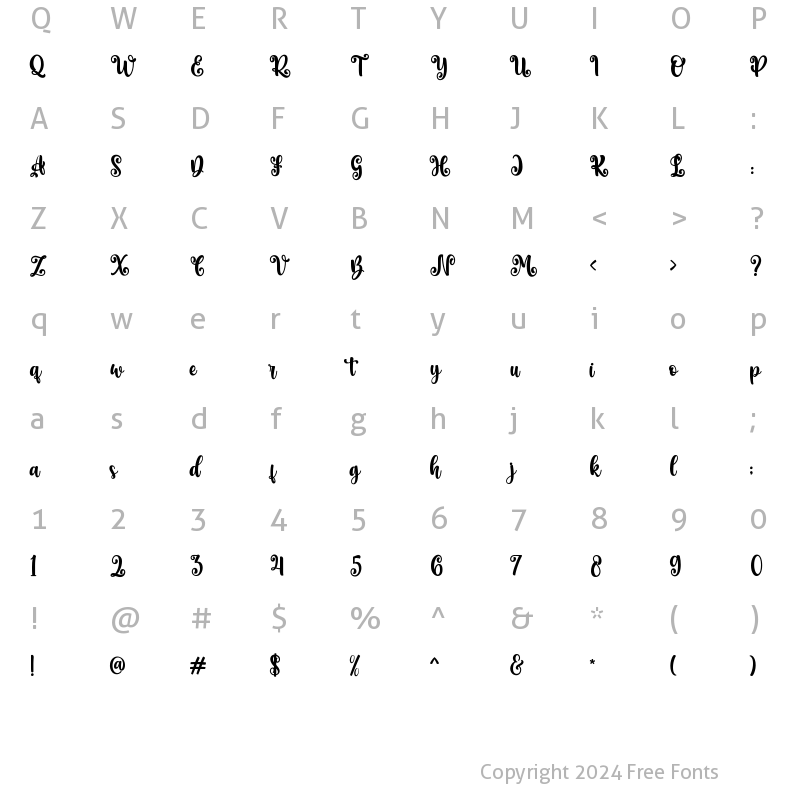 Character Map of Monitha Regular