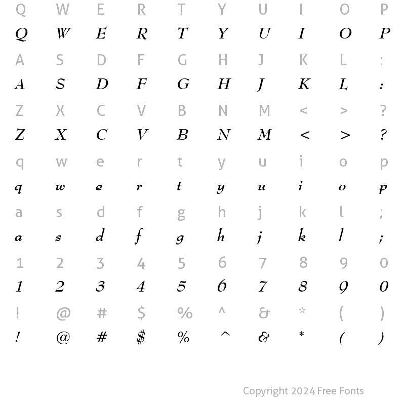 Character Map of Monitor SSi Bold Italic