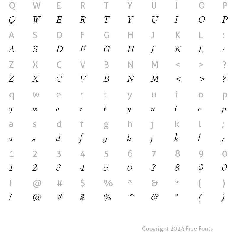 Character Map of Monitor SSi Italic