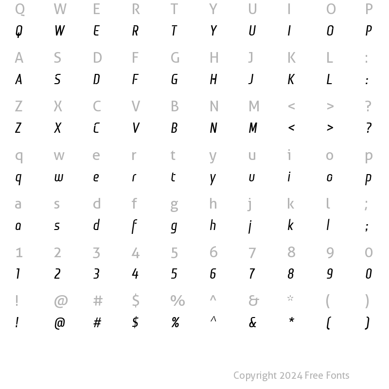 Character Map of Monitorca Bold Italic