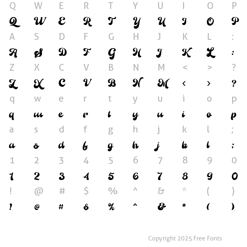 Character Map of Monk Qalay Regular