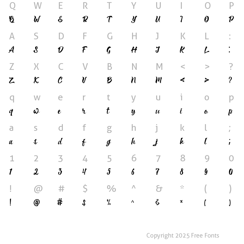 Character Map of Monkerti Regular