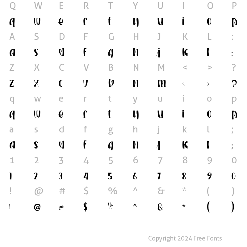 Character Map of MONKEY ALONE Regular