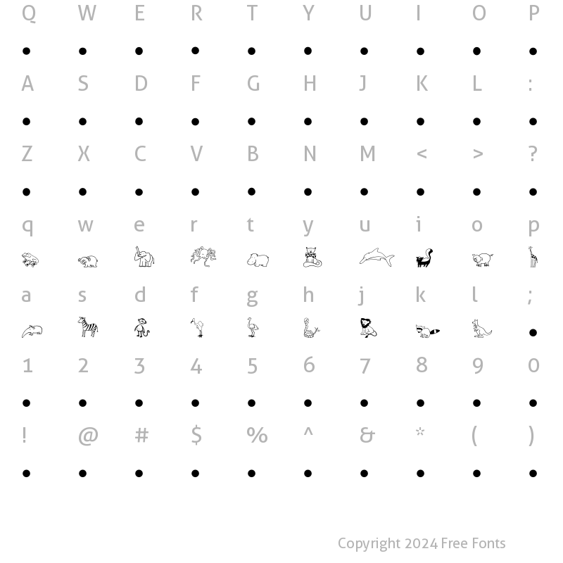 Character Map of Monkey Business Regular