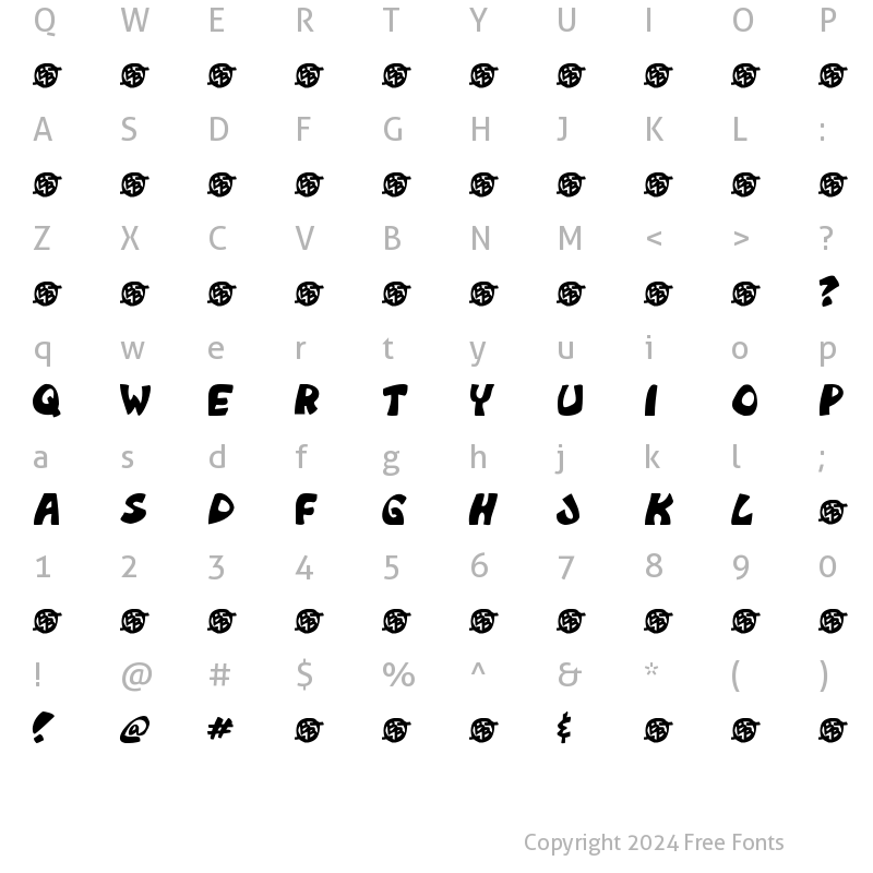 Character Map of Monkeyboy Regular