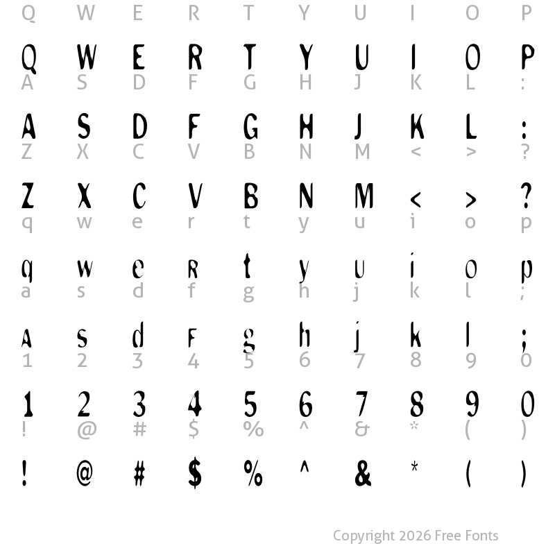 Character Map of MonkeyCaughtStealing Elong Regular