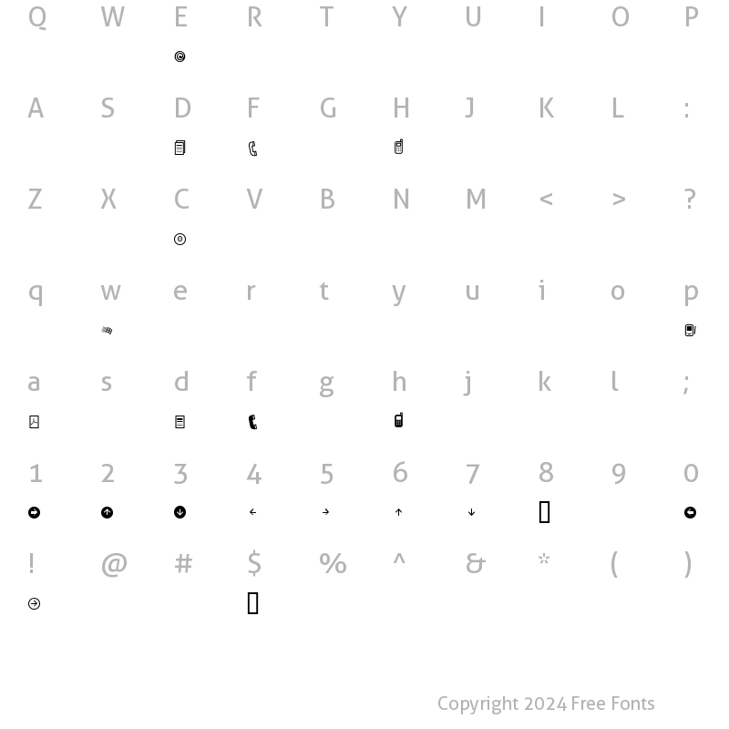 Character Map of MonoDing Regular