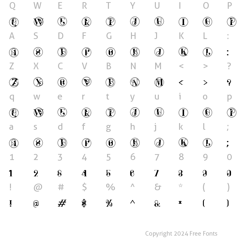 Character Map of MONOGRAM002 Regular