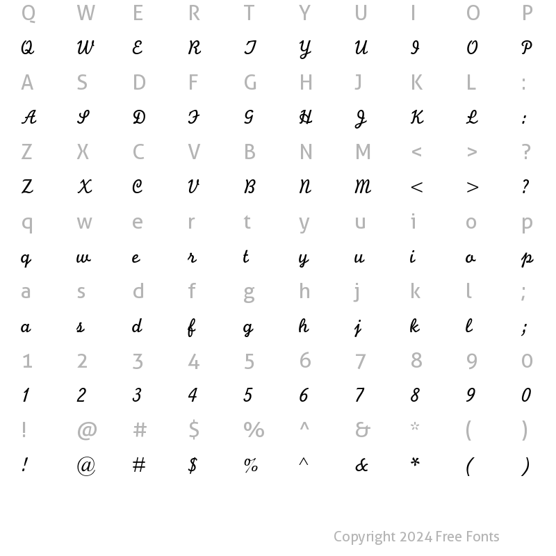 Character Map of Monoline Script MT Italic