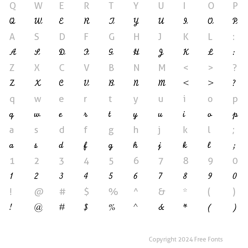 Character Map of Monoline Script Regular