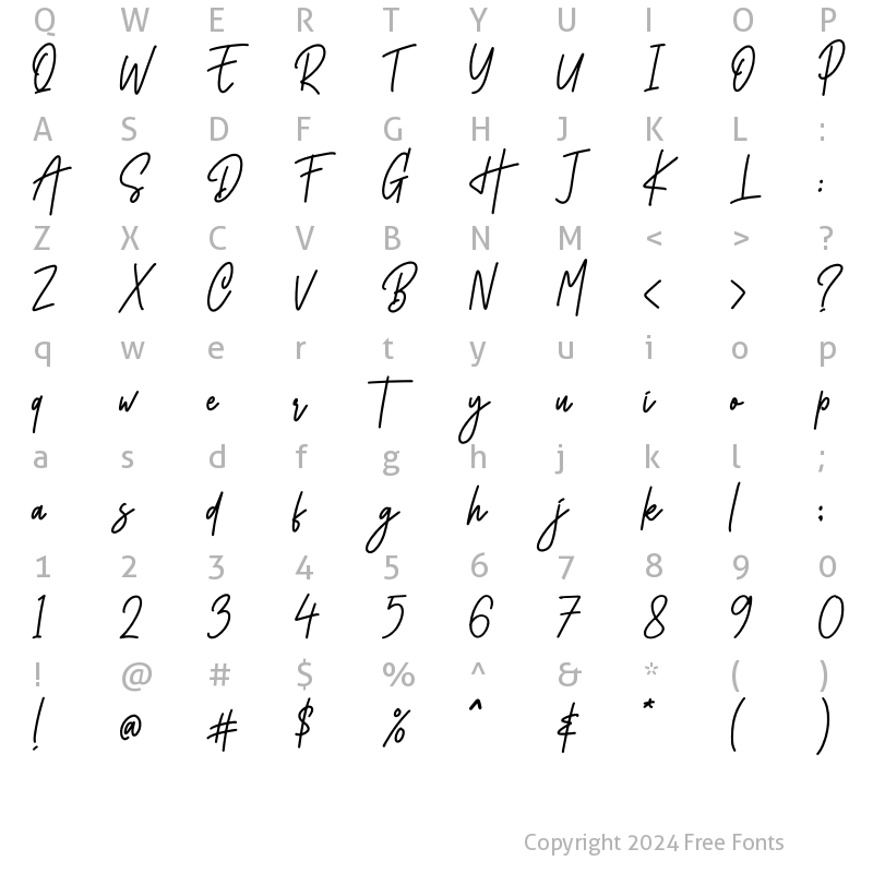 Character Map of Monoline Signature Regular