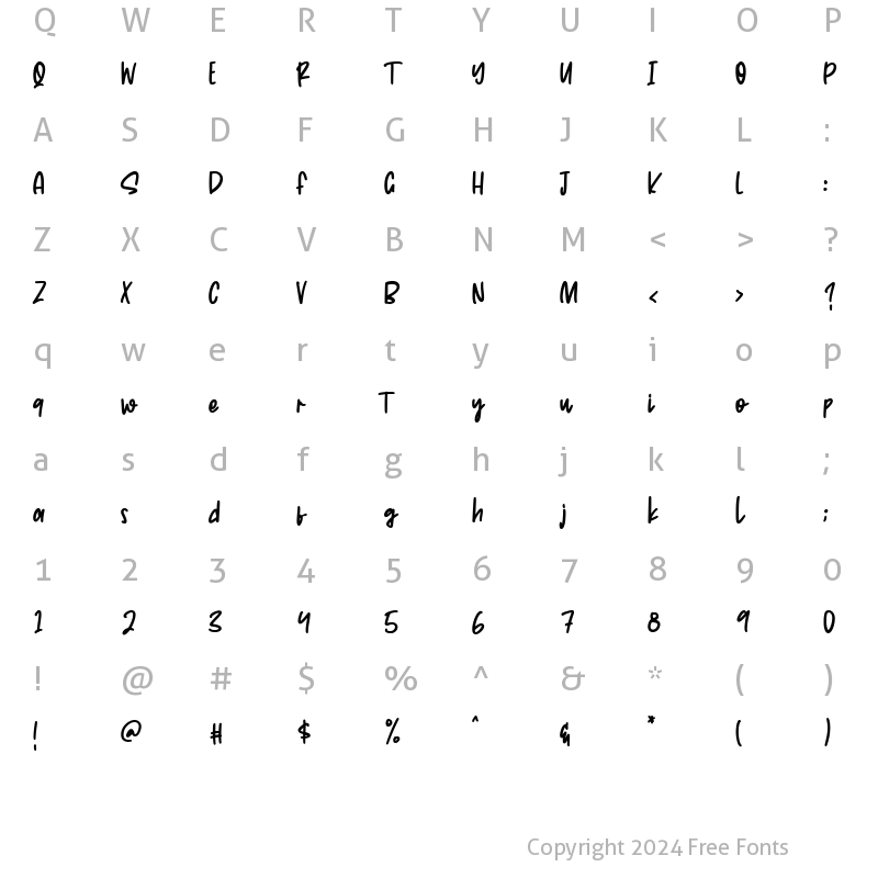 Character Map of Monolise Regular