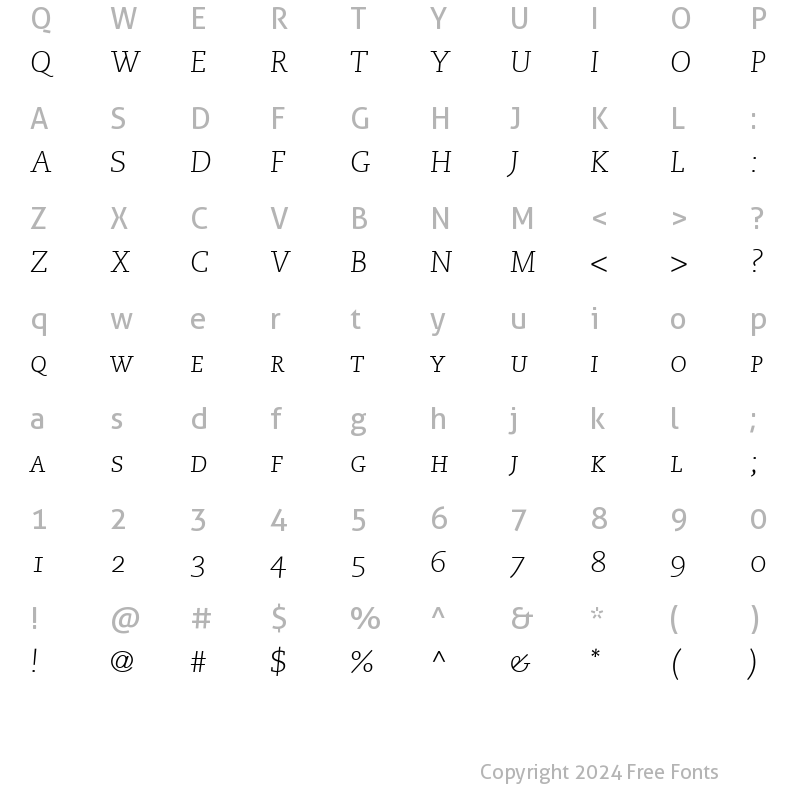 Character Map of Monologue Light Caps SSi Normal