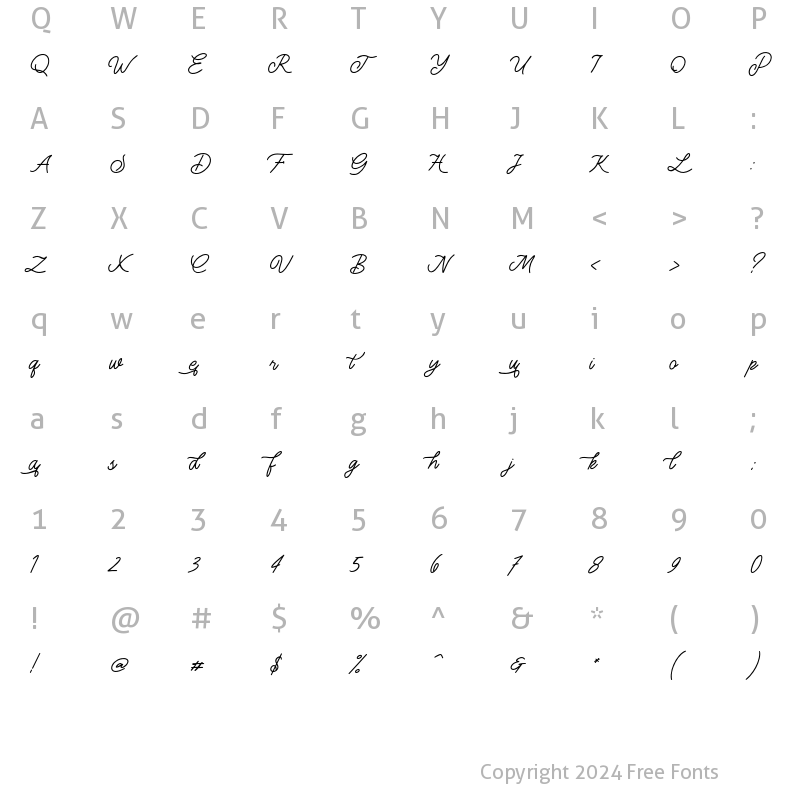 Character Map of Monology Swash Alt Two Regular