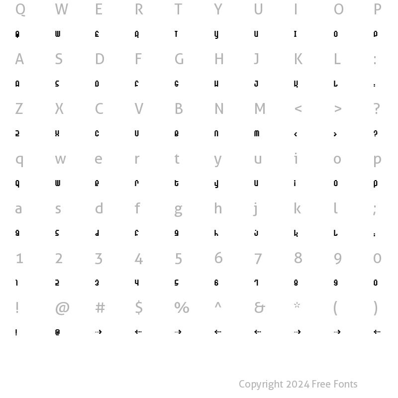 Character Map of Monophonic Bold