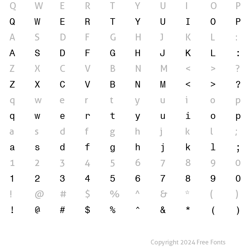 Character Map of Monospac821 BT Roman