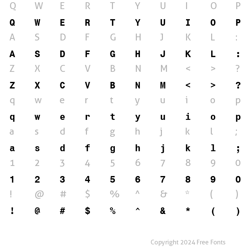 Character Map of Monospac821 Win95BT Bold