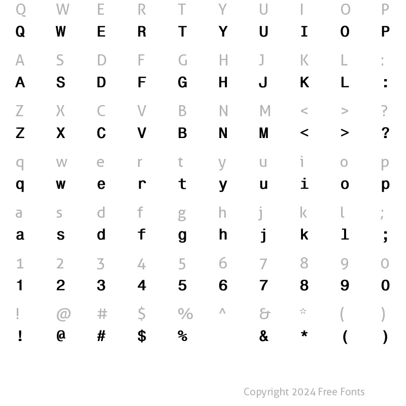 Character Map of Monospace821 Bold