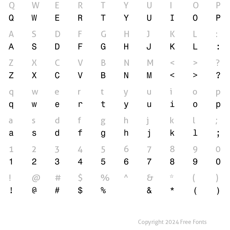 Character Map of Monospace821 Regular