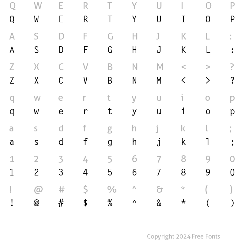 Character Map of Monospaced Bold