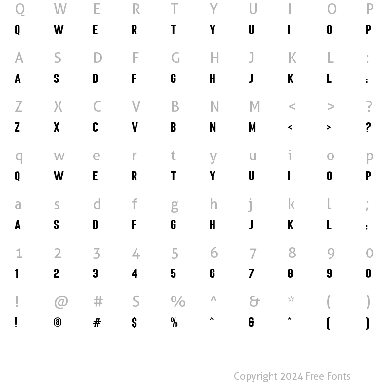 Character Map of Monotage Sans Regular