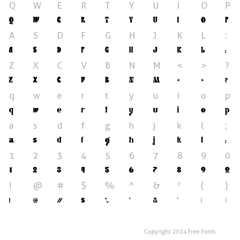 Character Map of Monotones Font Regular