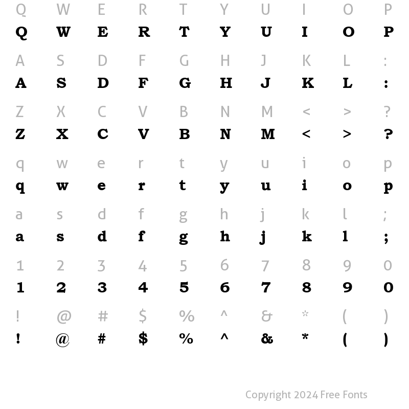 Character Map of Monotype Bookman Old Style Cyr Bold Italic