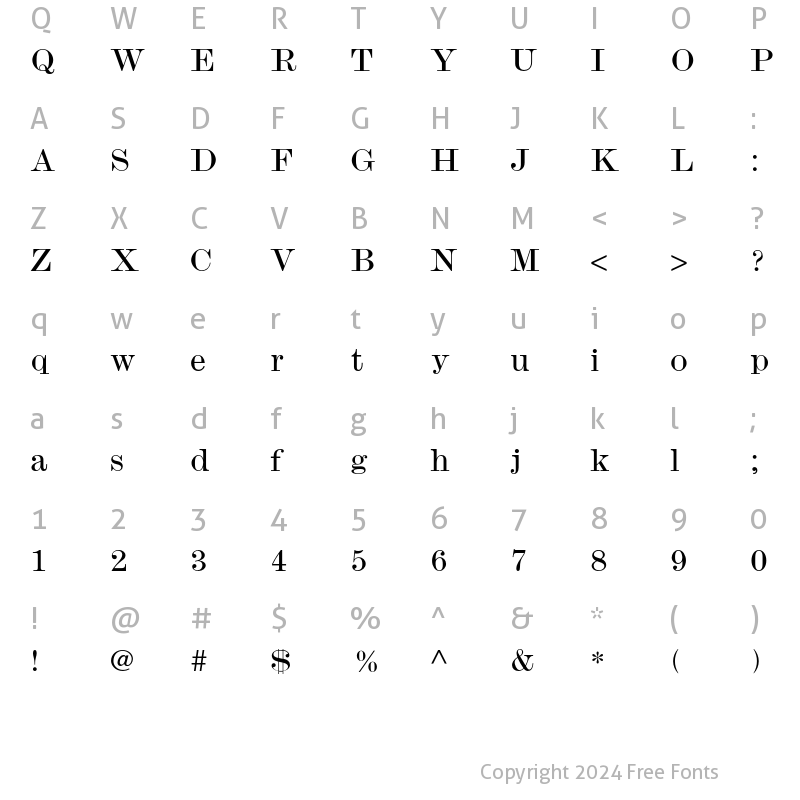 Character Map of Monotype Modern Std Wide