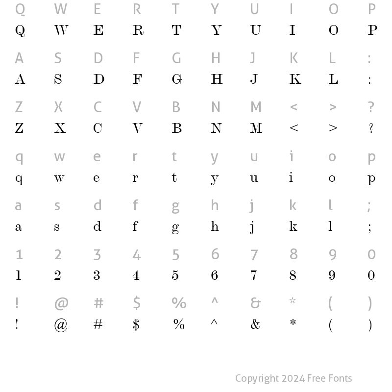 Character Map of MonotypeModern-Extended Roman