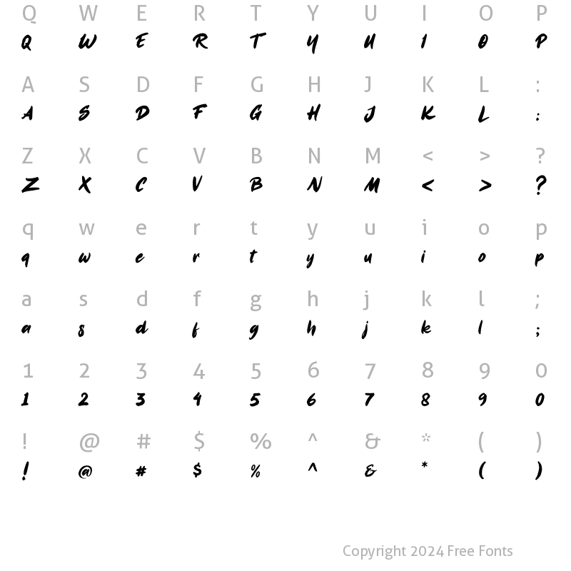 Character Map of Monstreak Regular