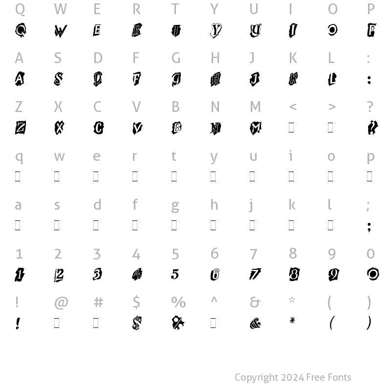 Character Map of Montage LET Plain