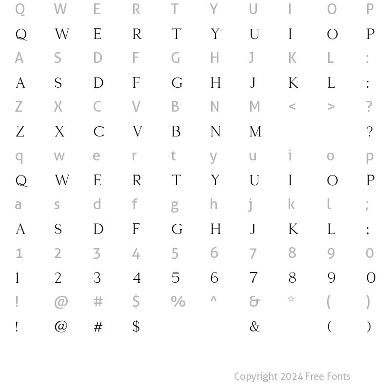 Character Map of Montage Serif Font Regular