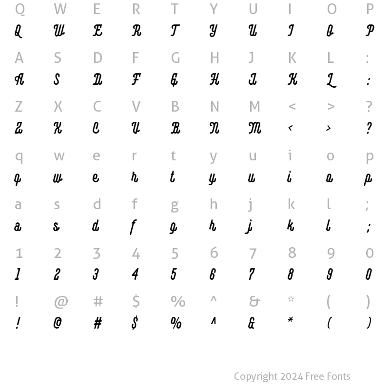 Character Map of Montagna Regular