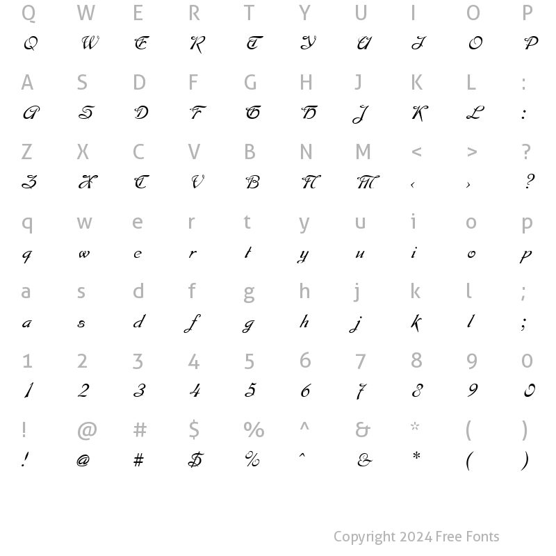 Character Map of Montague Regular