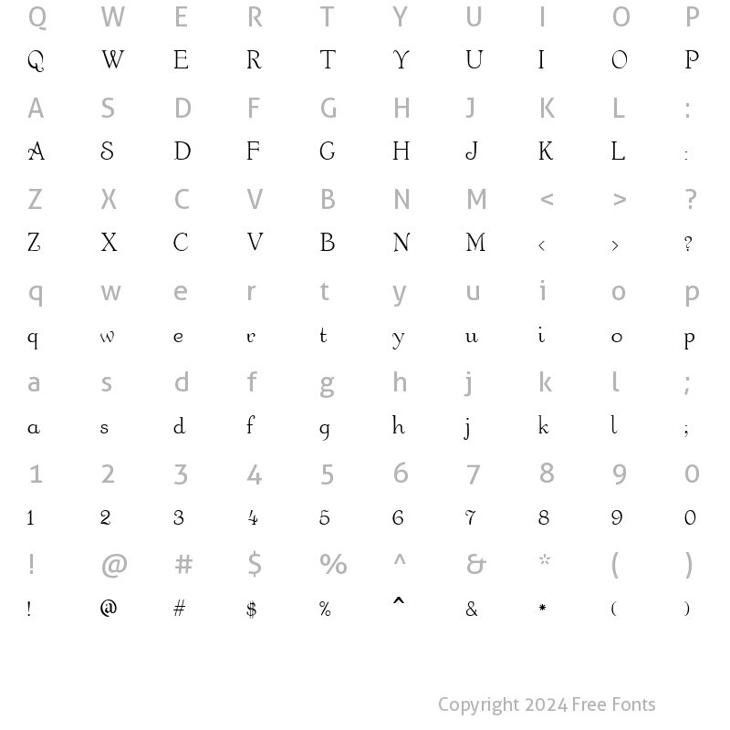 Character Map of Montaigne Regular