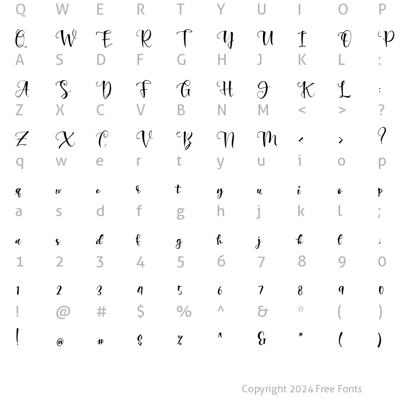 Character Map of Montana Elladinor Regular