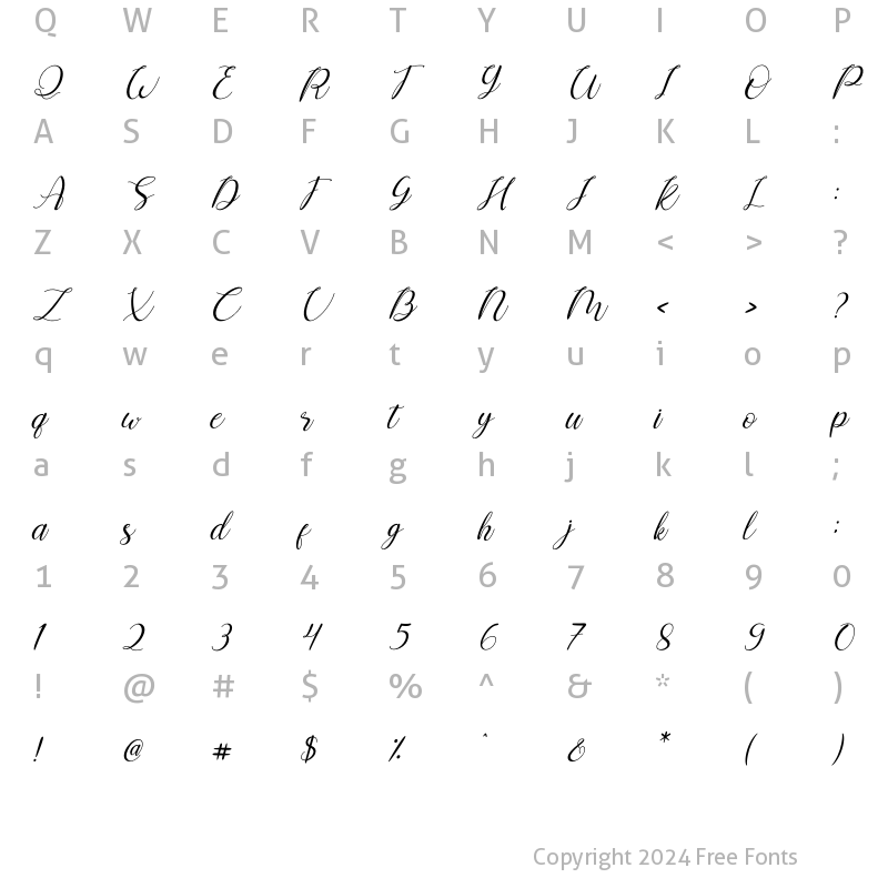 Character Map of Montana Italic