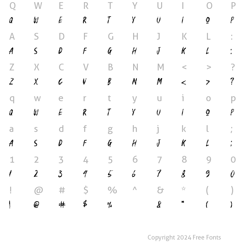 Character Map of MONTANAS Regular