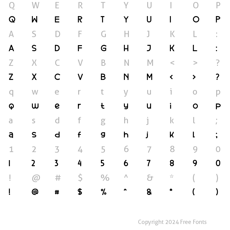 Character Map of Montanus Regular