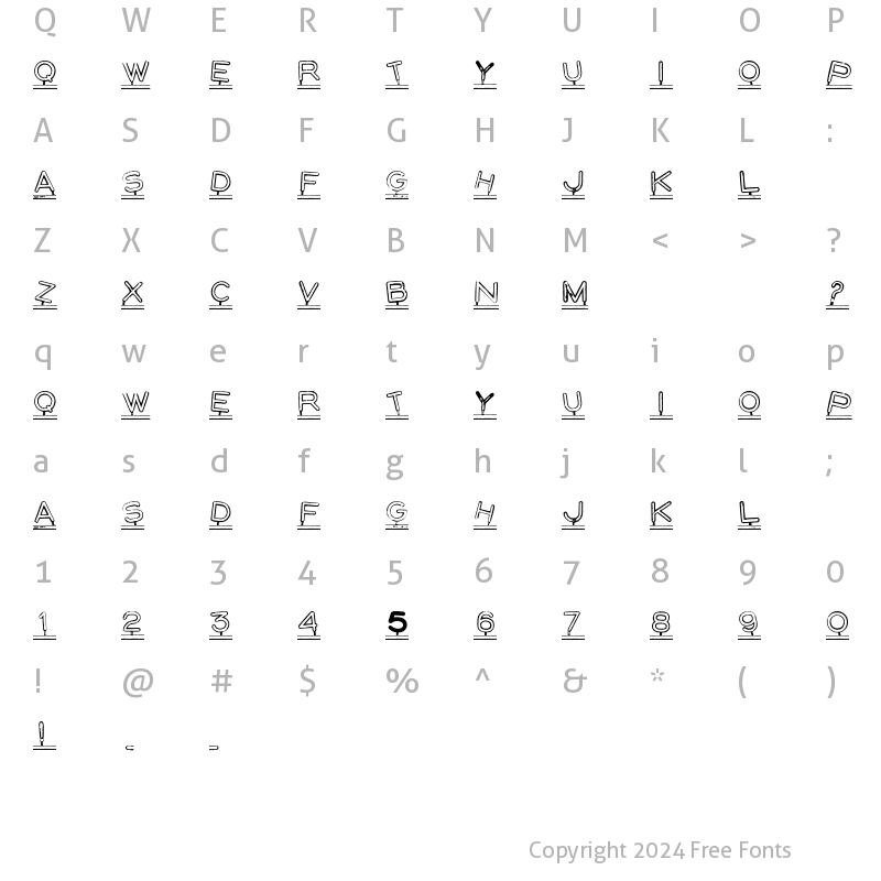 Character Map of MontaplexOutline Regular