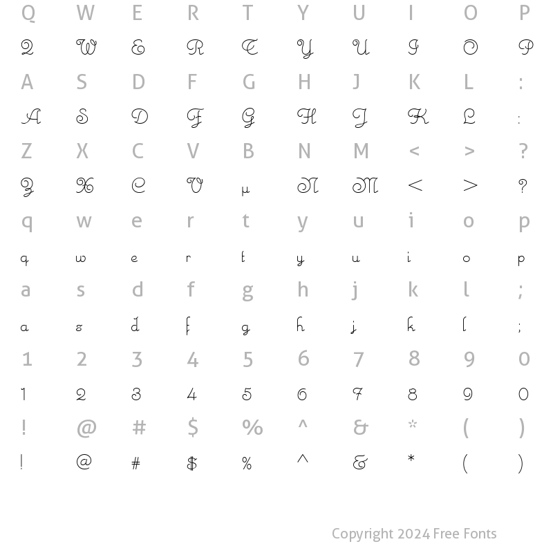 Character Map of MonteCarloScriptNF Medium