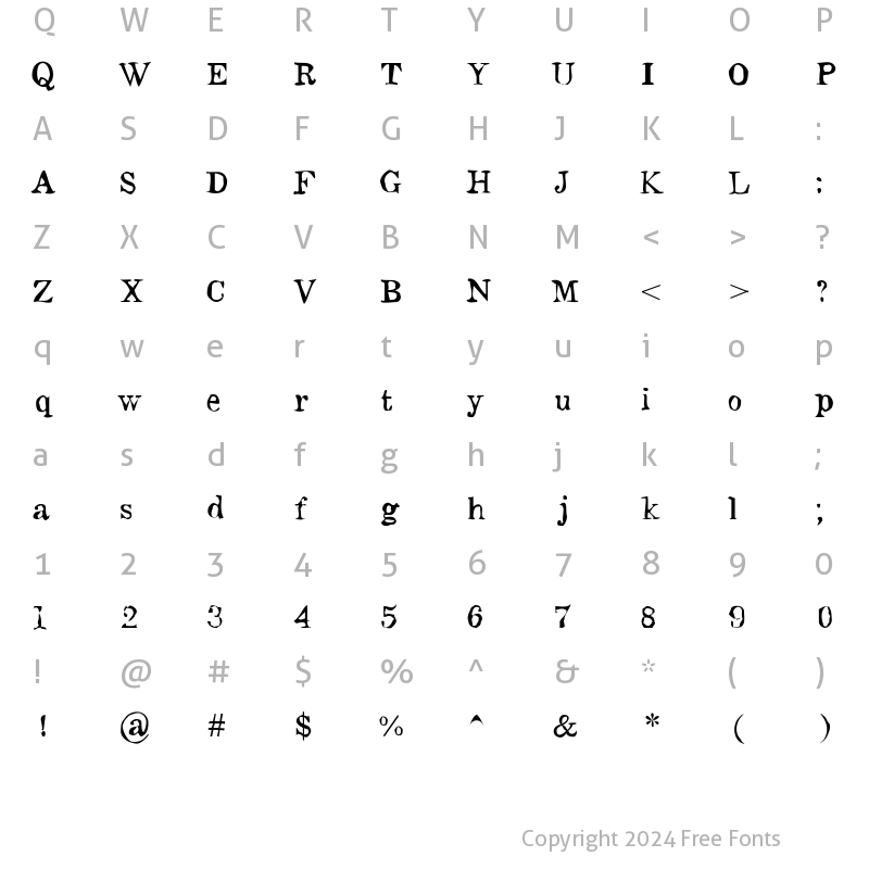 Character Map of Monteiro Lobato Regular