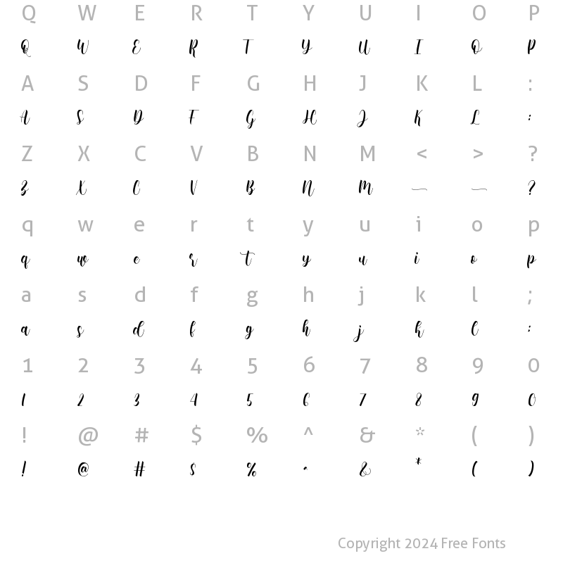 Character Map of Montelova Regular